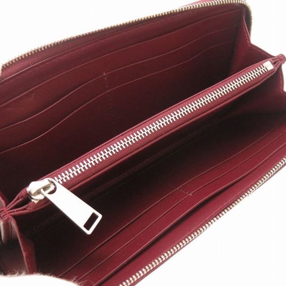 Bottega Veneta Marco Polo Leather Bordeaux 573431 Round Zipper Long Wallet Red - Picture 4 of 7